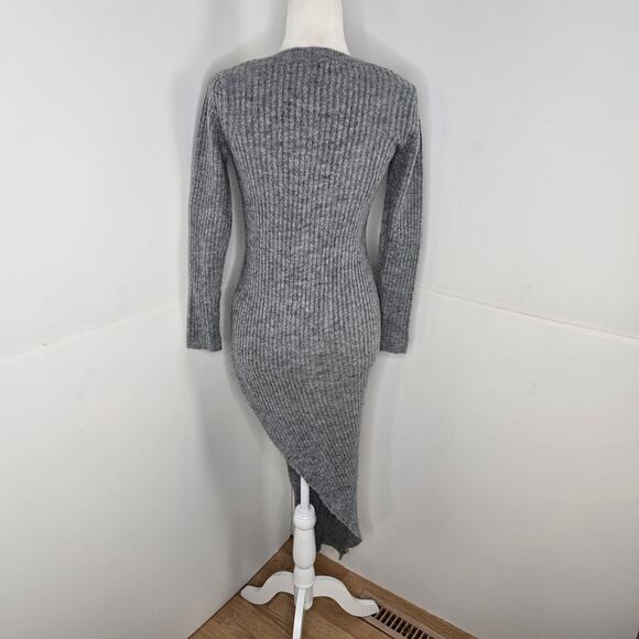 Venus EUC high slit sweater dress winter fall sexy tunic XS Heather grey - Picture 3 of 17